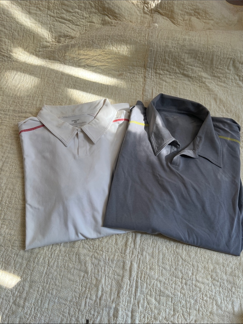 Patagonia Men's Polo Duo — White with Red Accents & Gray with Yellow Accents